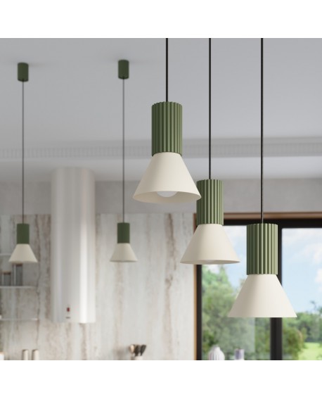 Lampa wisząca ESTRIA 1 beżowa/zielona oliwka