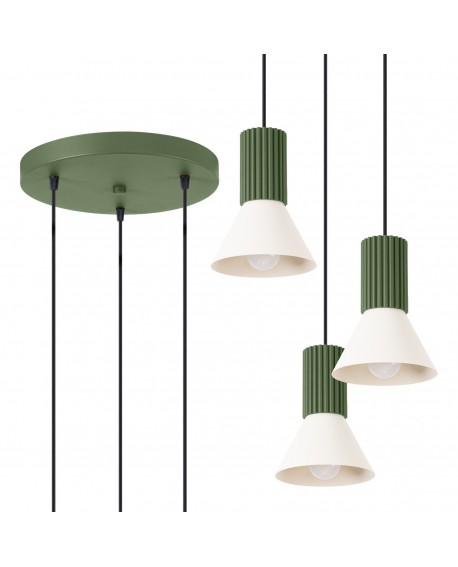 Lampa wisząca ESTRIA 3P beżowa/zielona oliwka