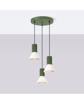 Lampa wisząca ESTRIA 3P beżowa/zielona oliwka