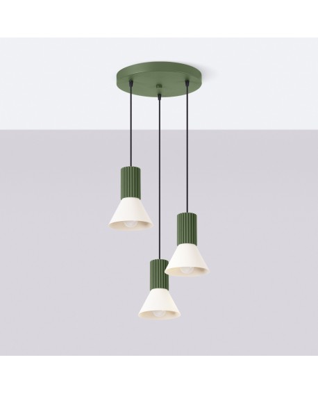 Lampa wisząca ESTRIA 3P beżowa/zielona oliwka