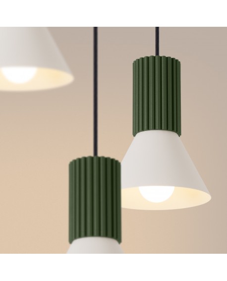 Lampa wisząca ESTRIA 3P beżowa/zielona oliwka