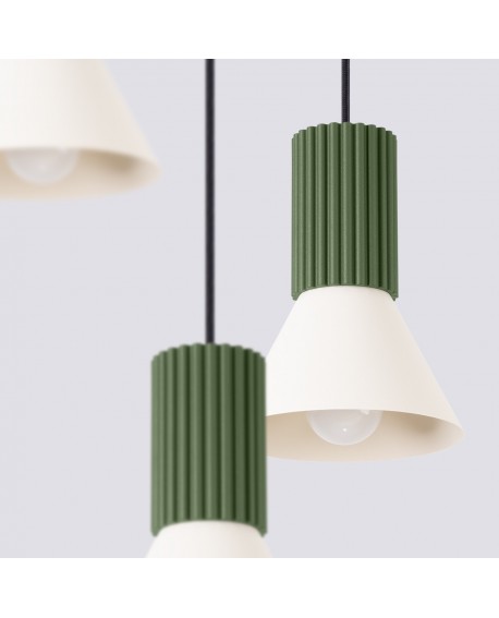 Lampa wisząca ESTRIA 3P beżowa/zielona oliwka