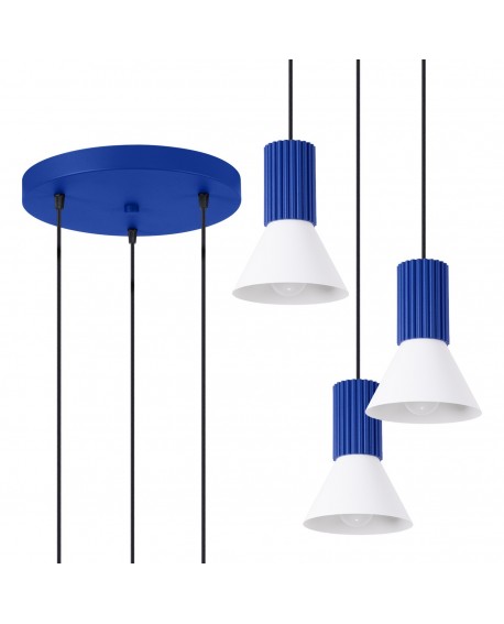 Lampa wisząca ESTRIA 3P biała/ultramaryna