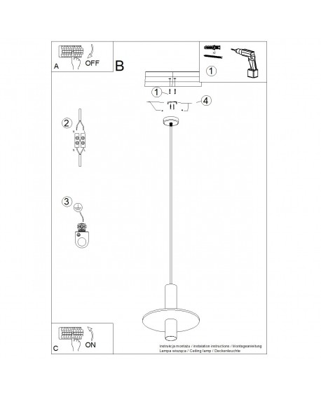 Lampa wisząca PELTA 1 czarna/żółta