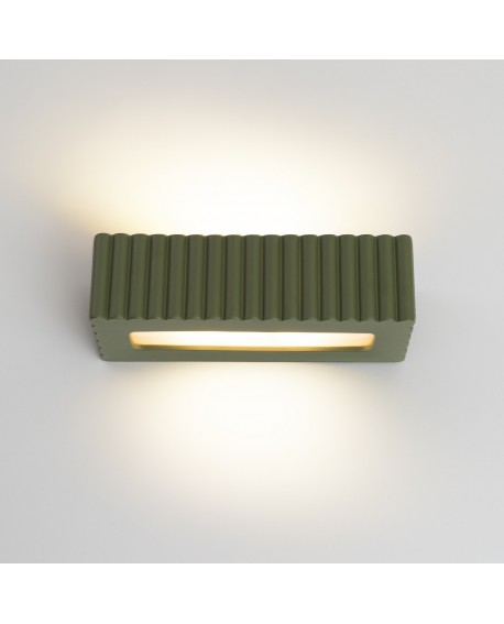 Kinkiet ceramiczny RIGATA zielony oliwkowy