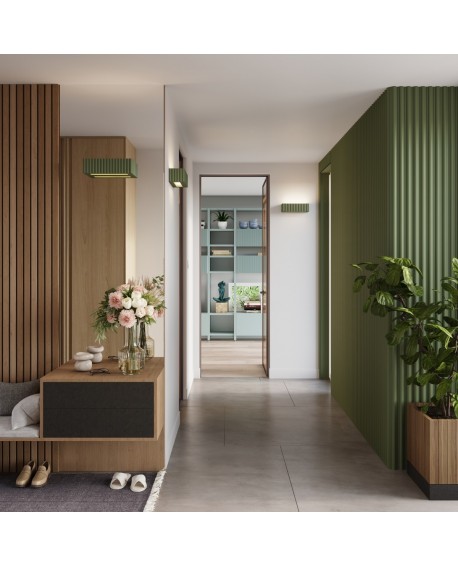 Kinkiet ceramiczny RIGATA zielony oliwkowy