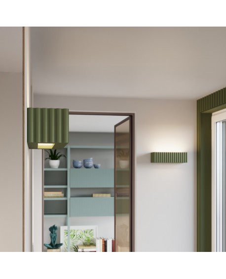 Kinkiet ceramiczny RIGATA zielony oliwkowy