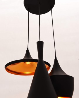 LAMPA WISZĄCA LOFT CZARNA POTRÓJNA FOGGI W3 LUMINA DECO