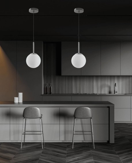 lampa wisząca chromowana biała kula fredica 15 lumina deco – wizualizacja produktu