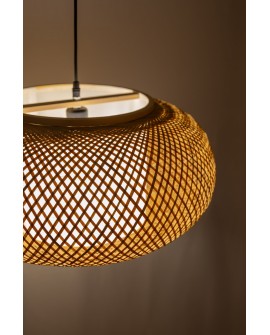 PLECIONA LAMPA WISZĄCA SUFITOWA BAMBUSOWA ŻYRANDOL W STYLU BOHO 50 CM