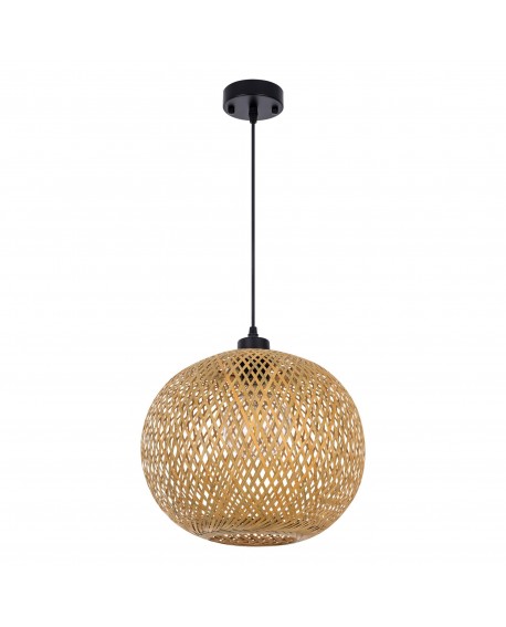 SUFITOWA LAMPA WISZĄCA BAMBUSOWA BOHO PLECIONY ŻYRANDOL DO SYPIALNI I SALONU 30 CM