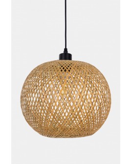 SUFITOWA LAMPA WISZĄCA BAMBUSOWA BOHO PLECIONY ŻYRANDOL DO SYPIALNI I SALONU 30 CM