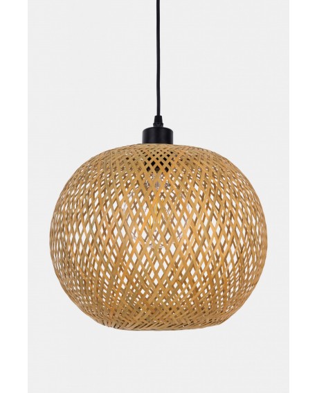 SUFITOWA LAMPA WISZĄCA BAMBUSOWA BOHO PLECIONY ŻYRANDOL DO SYPIALNI I SALONU 30 CM