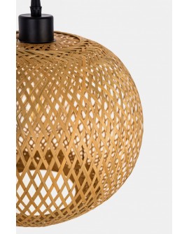 SUFITOWA LAMPA WISZĄCA BAMBUSOWA BOHO PLECIONY ŻYRANDOL DO SYPIALNI I SALONU 30 CM