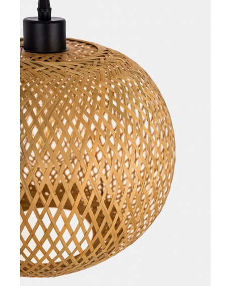 SUFITOWA LAMPA WISZĄCA BAMBUSOWA BOHO PLECIONY ŻYRANDOL DO SYPIALNI I SALONU 30 CM