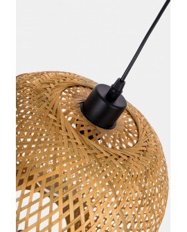 SUFITOWA LAMPA WISZĄCA BAMBUSOWA BOHO PLECIONY ŻYRANDOL DO SYPIALNI I SALONU 30 CM