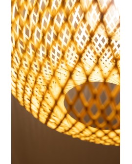 SUFITOWA LAMPA WISZĄCA BAMBUSOWA BOHO PLECIONY ŻYRANDOL DO SYPIALNI I SALONU 30 CM