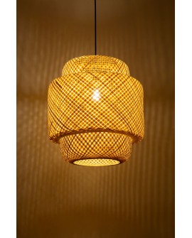 LAMPA WISZĄCA NATURALNA BAMBUSOWA ŻYRANDOL DO SALONU I SYPIALNI W STYLU BOHO 40 CM