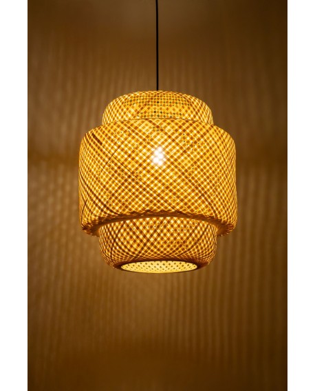 LAMPA WISZĄCA NATURALNA BAMBUSOWA ŻYRANDOL DO SALONU I SYPIALNI W STYLU BOHO 40 CM