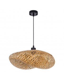 ŻYRANDOL PLECIONY BAMBUSOWY BOHO DUŻA LAMPA WISZĄCA DO SALONU I JADALNI 50 CM