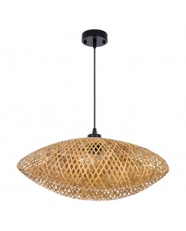 ŻYRANDOL PLECIONY BAMBUSOWY BOHO DUŻA LAMPA WISZĄCA DO SALONU I JADALNI 50 CM
