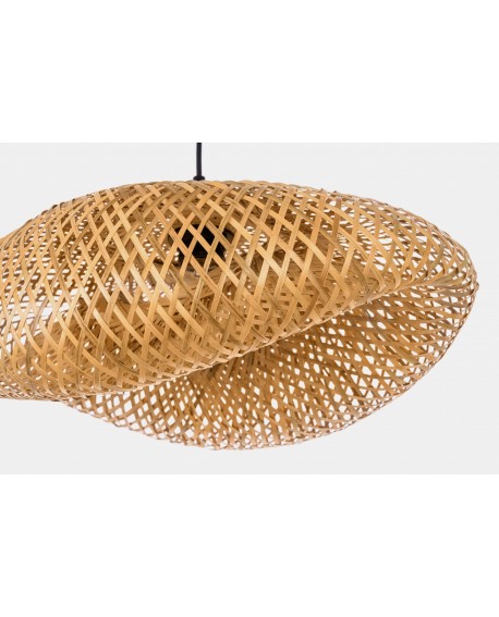 ŻYRANDOL PLECIONY BAMBUSOWY BOHO DUŻA LAMPA WISZĄCA DO SALONU I JADALNI 50 CM