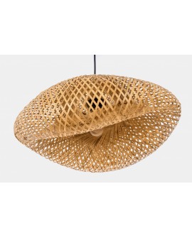 ŻYRANDOL PLECIONY BAMBUSOWY BOHO DUŻA LAMPA WISZĄCA DO SALONU I JADALNI 50 CM