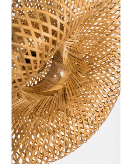 ŻYRANDOL PLECIONY BAMBUSOWY BOHO DUŻA LAMPA WISZĄCA DO SALONU I JADALNI 50 CM