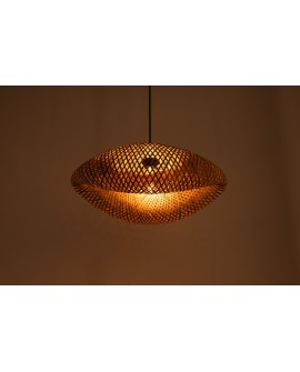ŻYRANDOL PLECIONY BAMBUSOWY BOHO DUŻA LAMPA WISZĄCA DO SALONU I JADALNI 50 CM
