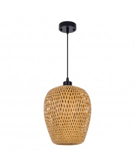 LAMPA WISZĄCA SUFITOWA BAMBUSOWA PLECIONY ŻYRANDOL DO SALONU BOHO 24 CM