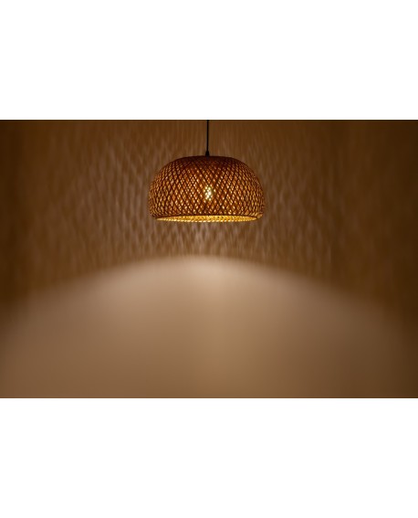 LAMPA WISZĄCA BAMBUSOWA BOHO DO JADALNI I SALONU PLECIONA SUFITOWA 38 CM