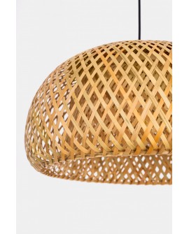 LAMPA WISZĄCA BAMBUSOWA BOHO DO JADALNI I SALONU PLECIONA SUFITOWA 38 CM