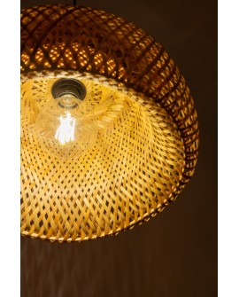 LAMPA WISZĄCA BAMBUSOWA BOHO DO JADALNI I SALONU PLECIONA SUFITOWA 38 CM