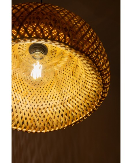 LAMPA WISZĄCA BAMBUSOWA BOHO DO JADALNI I SALONU PLECIONA SUFITOWA 38 CM