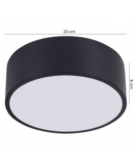 czarny plafon sufitowy LED o średnicy 23 cm i wysokości 8 cm kompaktowa lampa marki lampit z kolekcji ORBO23 do niskich sufitów
