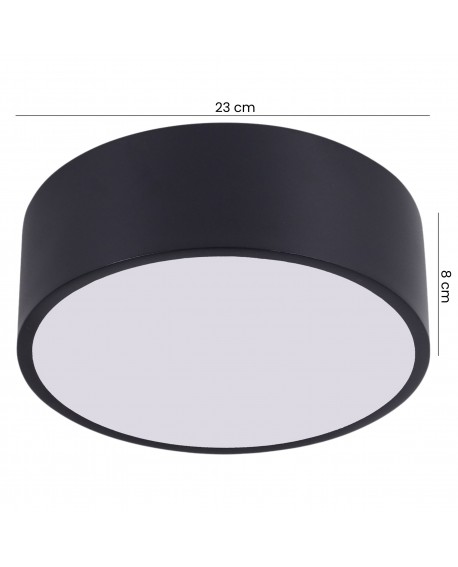 czarny plafon sufitowy LED o średnicy 23 cm i wysokości 8 cm kompaktowa lampa marki lampit z kolekcji ORBO23 do niskich sufitów