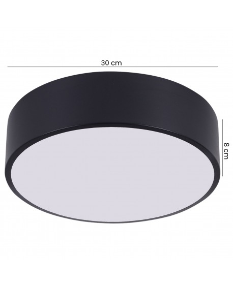 czarny plafon sufitowy LED o średnicy 30 cm i wysokości 8 cm do salonu lub kuchni solidna lampa marki lampit z serii ORBO23