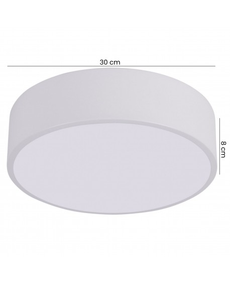  biały plafon sufitowy LED o średnicy 30 cm i wysokości 8 cm do salonu lub kuchni solidna lampa marki lampit z serii ORBO