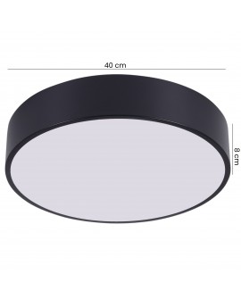  czarny plafon sufitowy LED o średnicy 40 cm i wysokości 8 cm do salonu lub kuchni solidna lampa marki lampit z serii ORBO