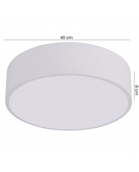 biały plafon sufitowy LED o średnicy 40 cm i wysokości 8 cm do dużych pomieszczeń funkcjonalna lampa Lampit z serii ORBO D40