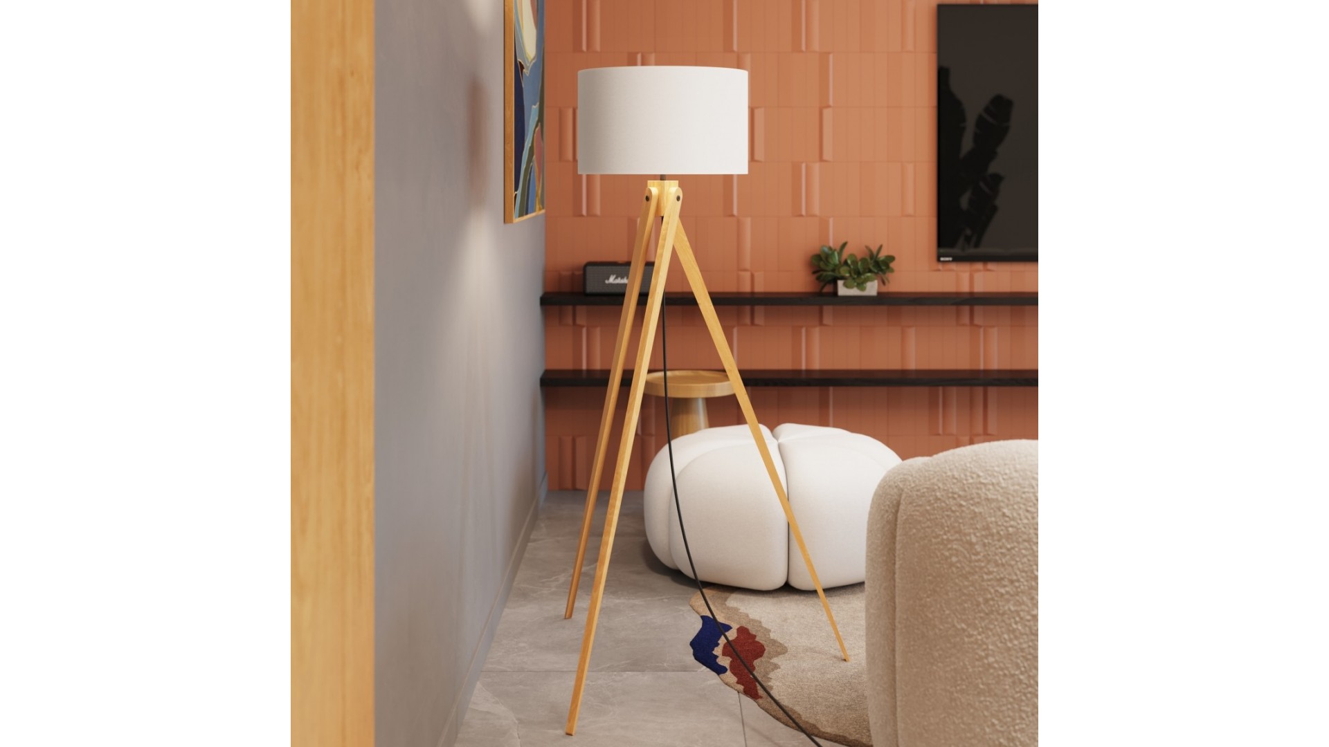 Lampa podłogowa NATT biała