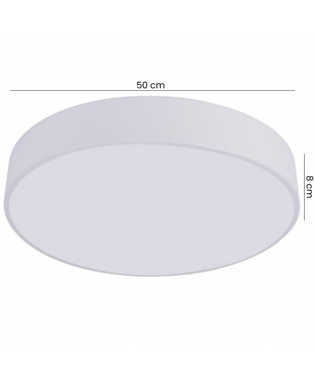 biały plafon LED okrągła lampa sufitowa 50 cm wysokość 8 cm z matowym kloszem od producenta LAMPIT model ORBO