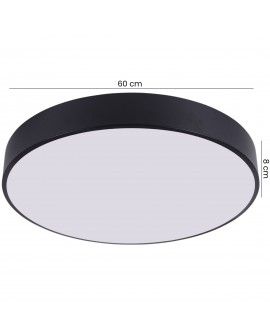 czarny plafon LED okrągła lampa sufitowa 60 cm wysokość 8 cm z matowym kloszem od producenta LAMPIT model ORBO