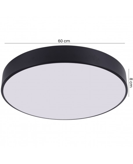 czarny plafon LED okrągła lampa sufitowa 60 cm wysokość 8 cm z matowym kloszem od producenta LAMPIT model ORBO
