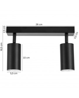 czarna lampa sufitowa spot o szerokości 26cm do wnętrz nowoczesnych producent lampit model NEO W2