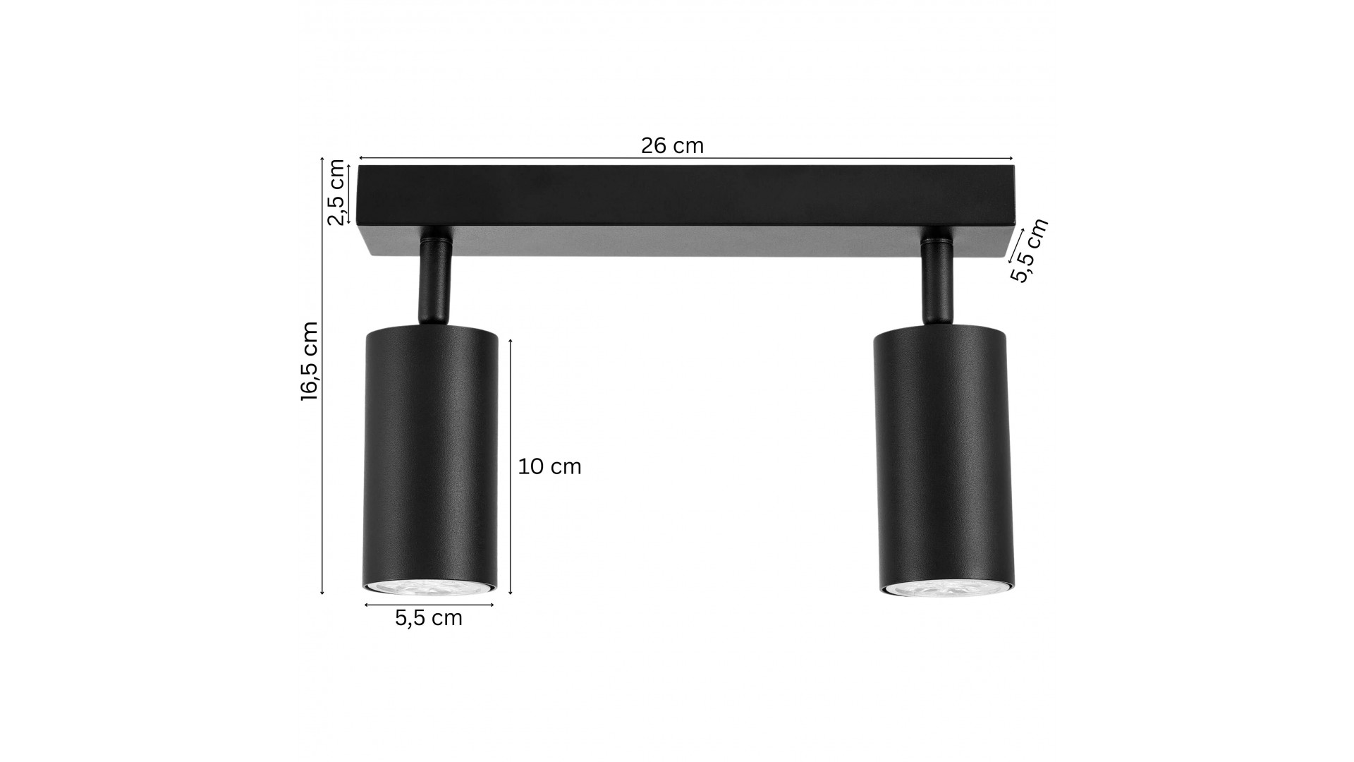 czarna lampa sufitowa spot o szerokości 26cm do wnętrz nowoczesnych producent lampit model NEO W2