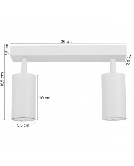  biała lampa sufitowa spot o szerokości 26cm do wnętrz nowoczesnych producent lampit model NEO W2