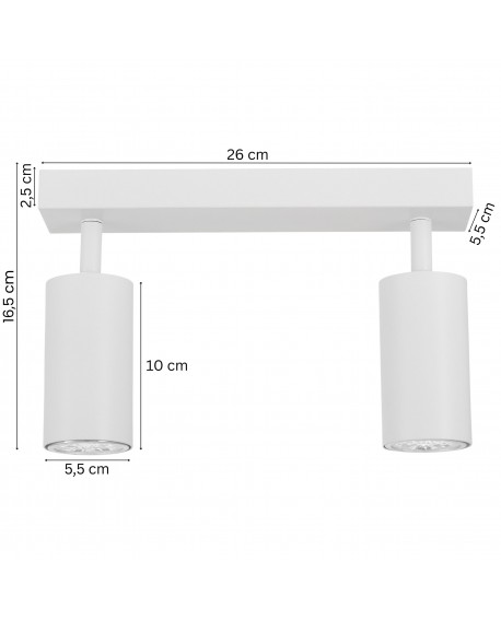  biała lampa sufitowa spot o szerokości 26cm do wnętrz nowoczesnych producent lampit model NEO W2