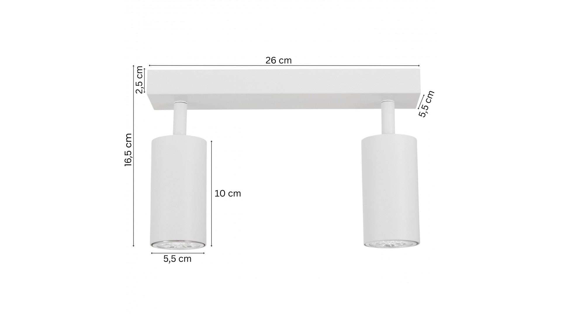  biała lampa sufitowa spot o szerokości 26cm do wnętrz nowoczesnych producent lampit model NEO W2