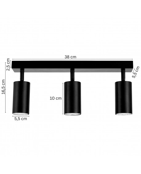  czarna lampa sufitowa spot o szerokości 38cm do wnętrz nowoczesnych producent lampit model NEO W3